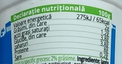 Iaurt grecesc olympus, Low Fat 2 % - Tableau nutritionnel - ro