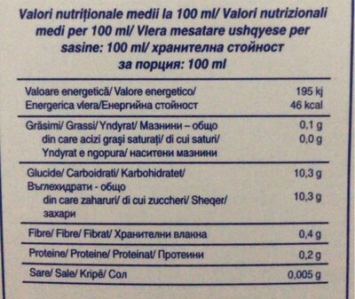 Arancia Nettare - Tableau nutritionnel - ro