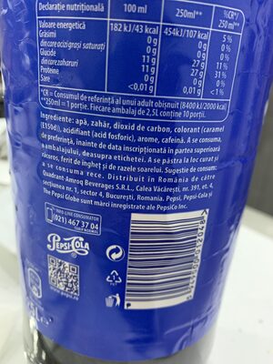 Pepsi Cola - Ingrédients - ro