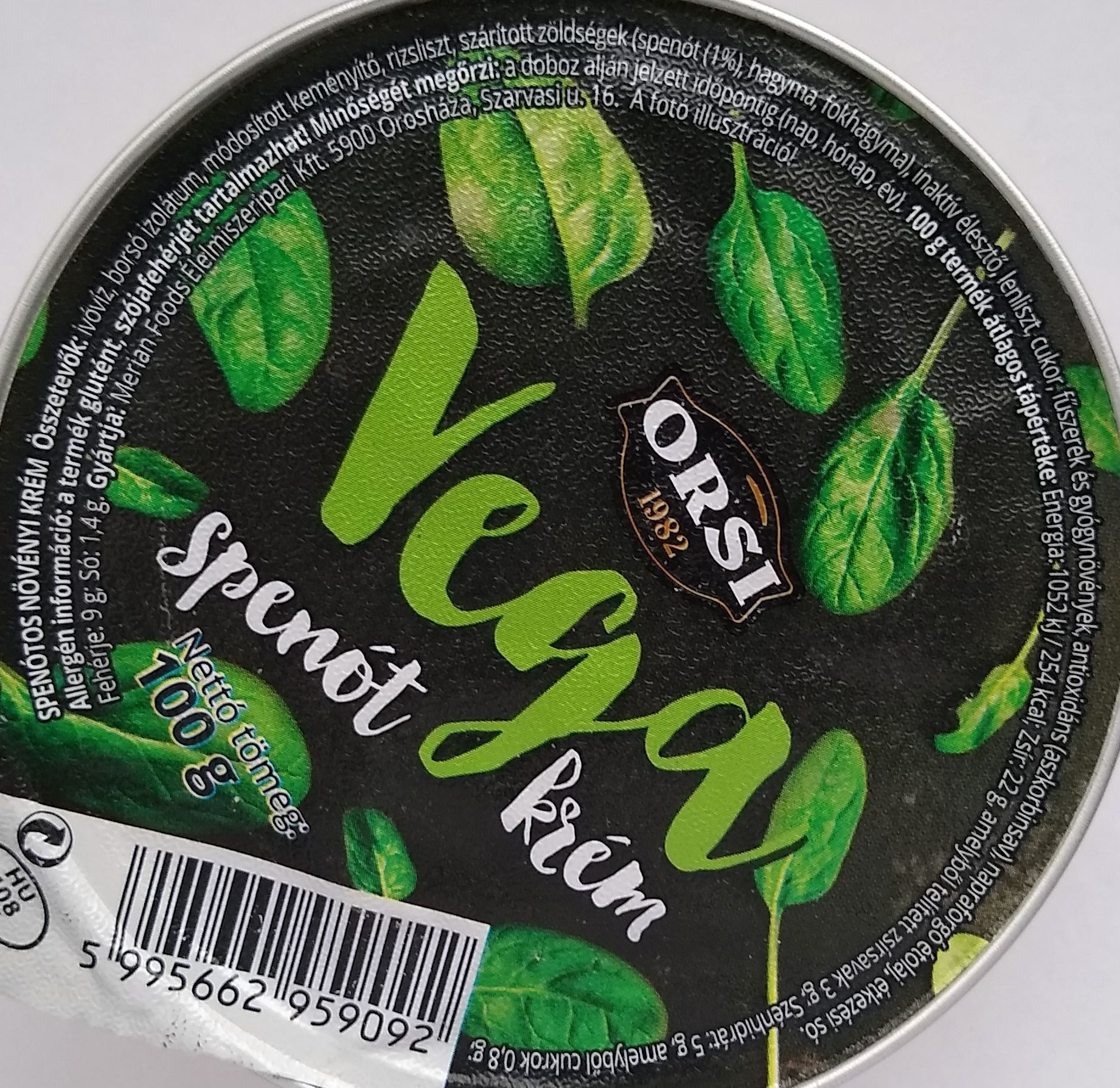 Vega spenót krém - Ingredients - hu