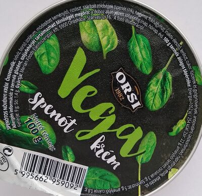 Vega spenót krém - Nutrition facts