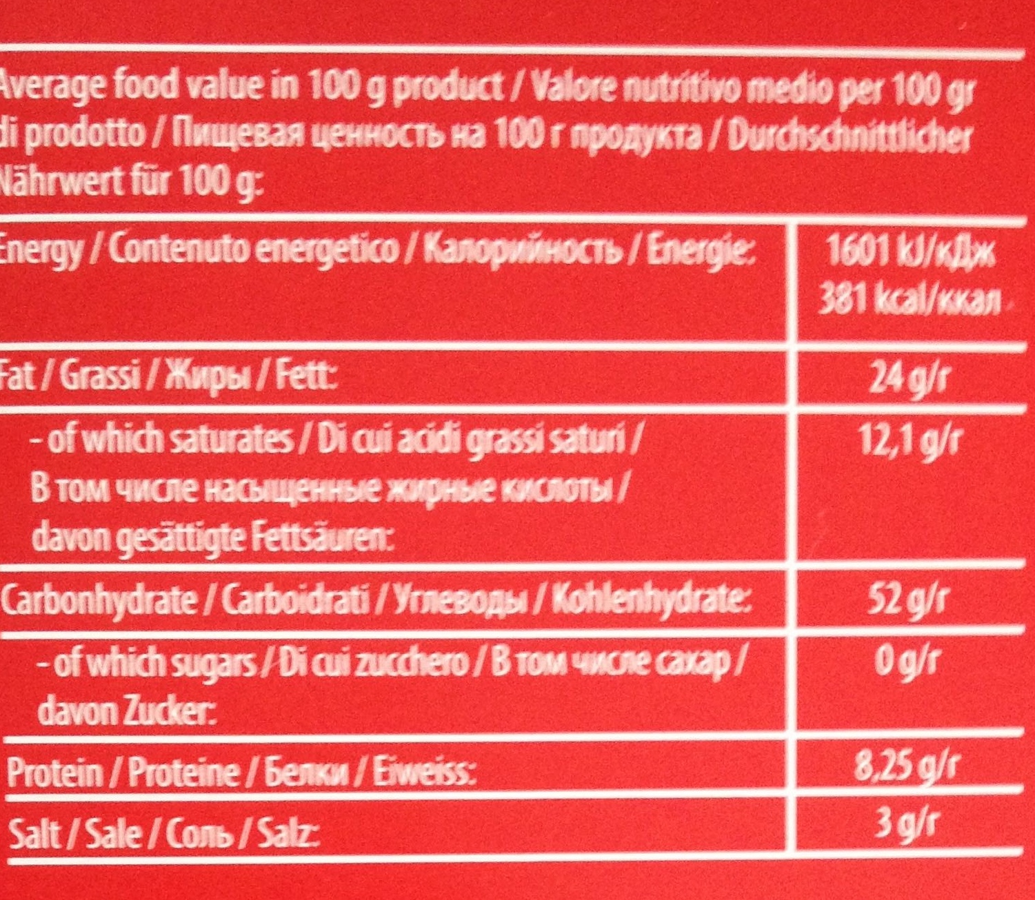 Micropop - Nutrition facts - fr