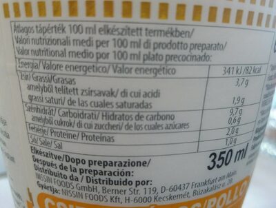 Cup noodles - Informació nutricional