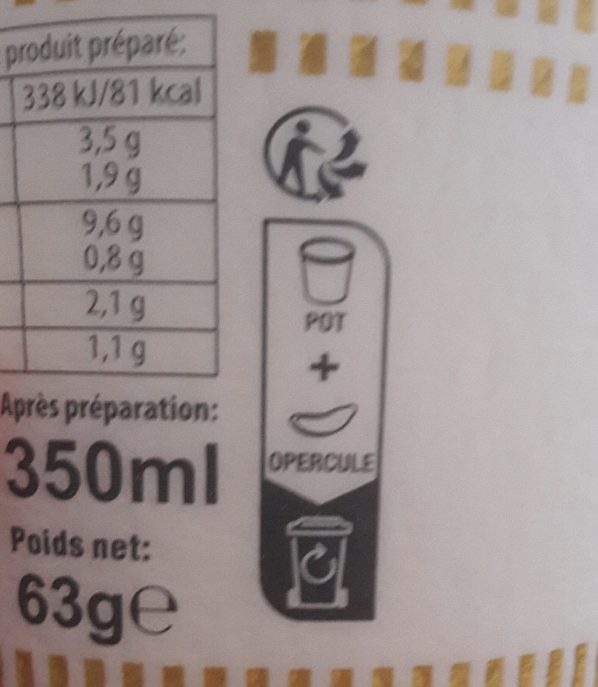 Cup noodles chiken - Instruction de recyclage et/ou informations d'emballage