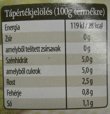 Csemegeuborka, 3-6 cm - Nutrition facts - hu