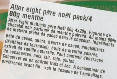 AfterEight Noël - Ingrediënten - fr