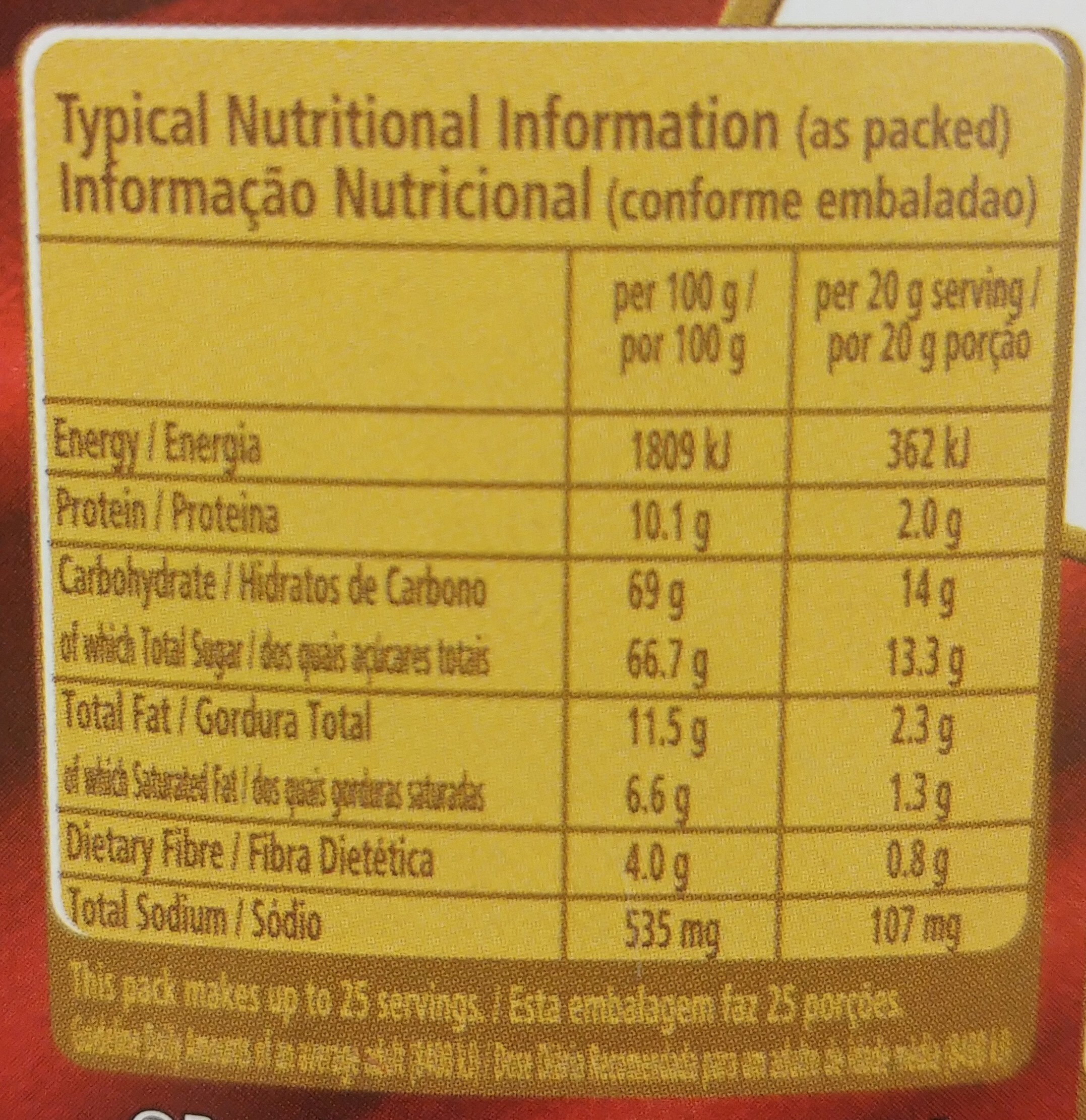 Nestle Hot Chocolate - Nutrition facts