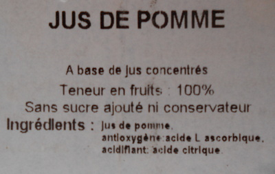 100 % Juice Apple - Ingredients - fr