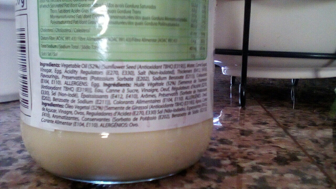 Tangy Mayonnaise - Ingredients