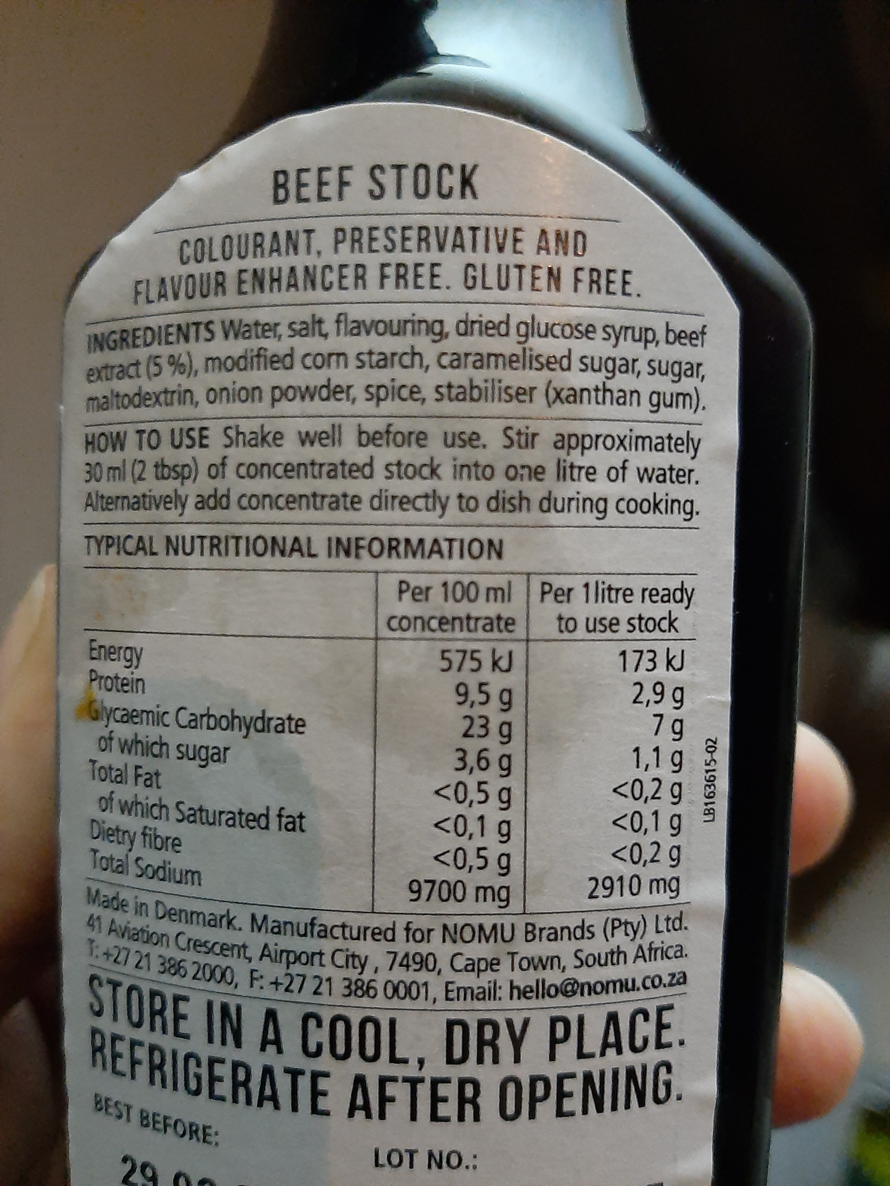 Nomu Beef Stock - Nutrition facts