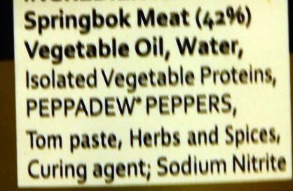 Paté de springbok - Ingredients