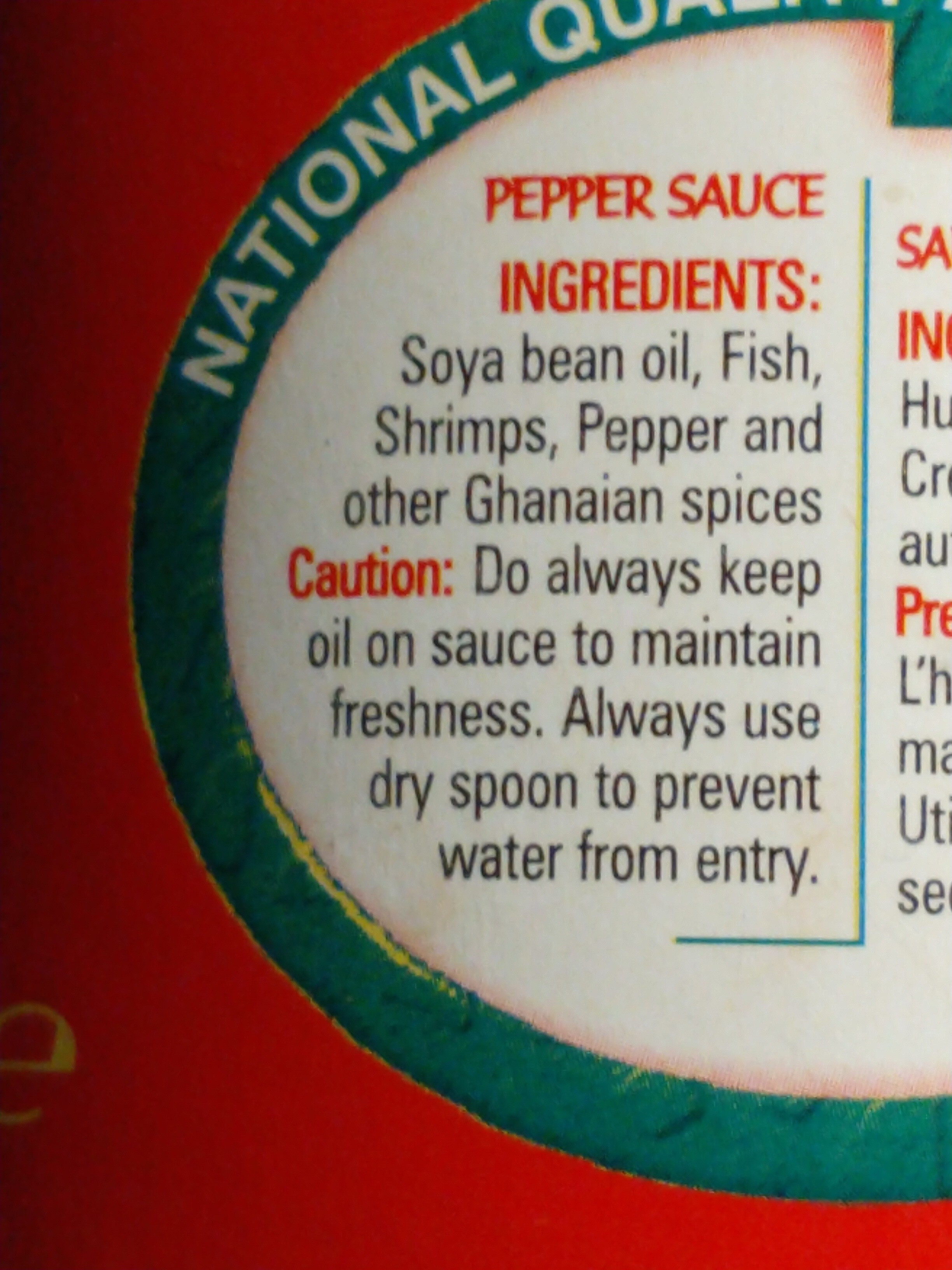 Joecarl instant pepper sauce - Ingredients