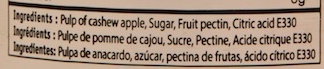 Confiture de Pomme de Cajou - Ingredients - fr