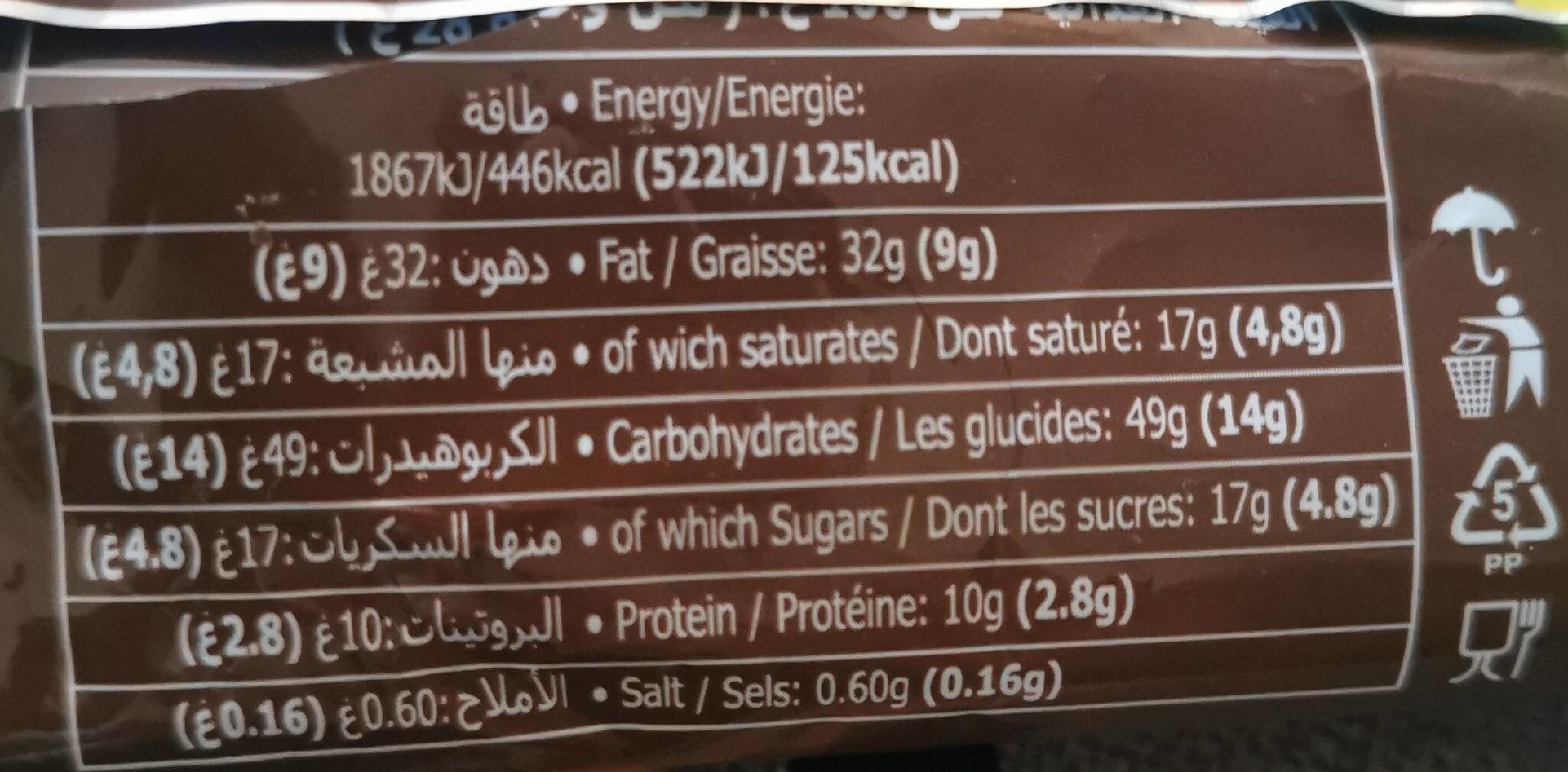Croissant Snapy choco - Nutrition facts