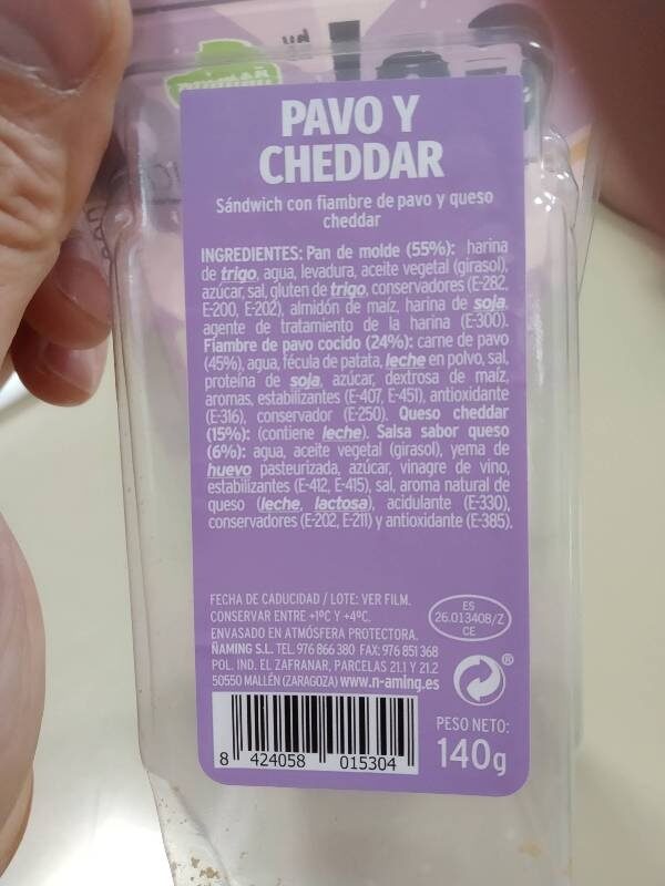 Sandwich pavo y cheddar - Ingredients - es