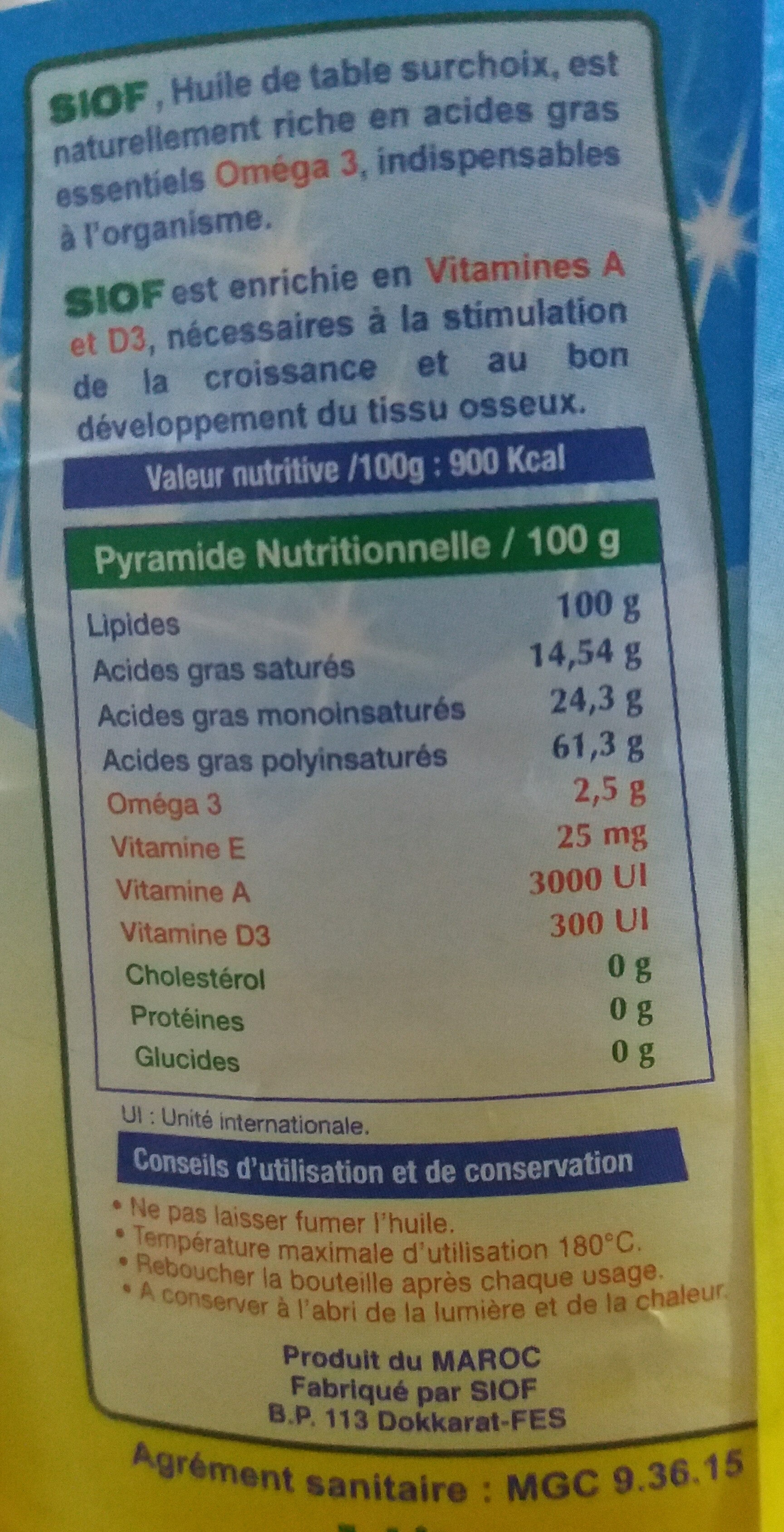 Siof - Nutrition facts - fr