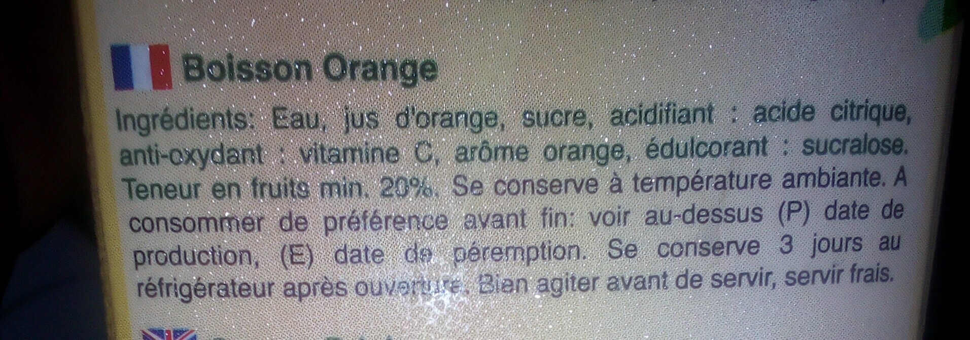 Forty Brand Orange Juice - Ingrediënten - fr