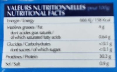 Filets de Thon - Tableau nutritionnel
