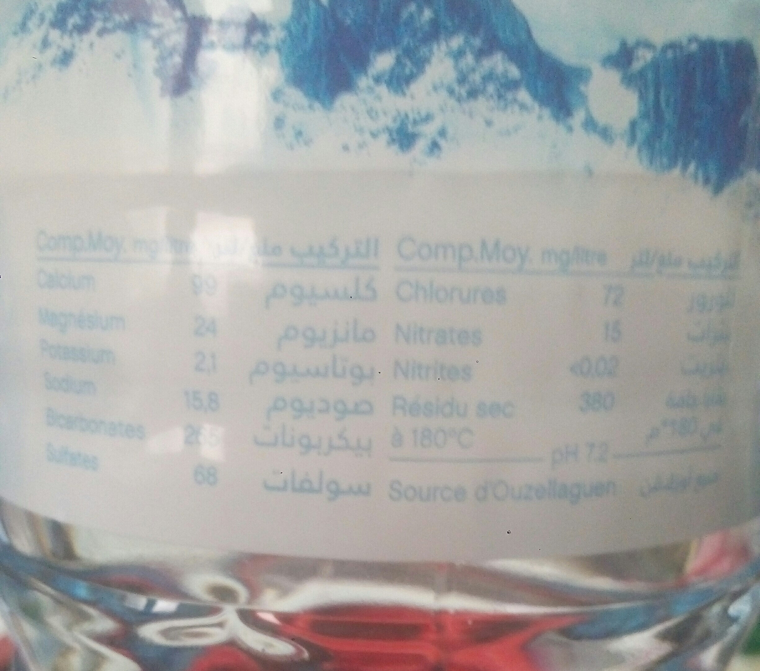 eau minerale - المكونات - fr
