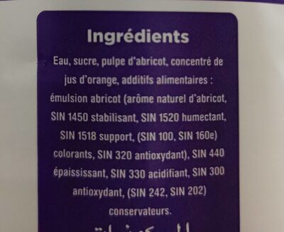 Jus orange abricot - Nutrition facts - fr