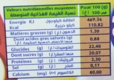 Flan caramel soummam - Tableau nutritionnel
