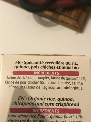 Tartines craquantes quinoa - pois chiche - Ingrédients