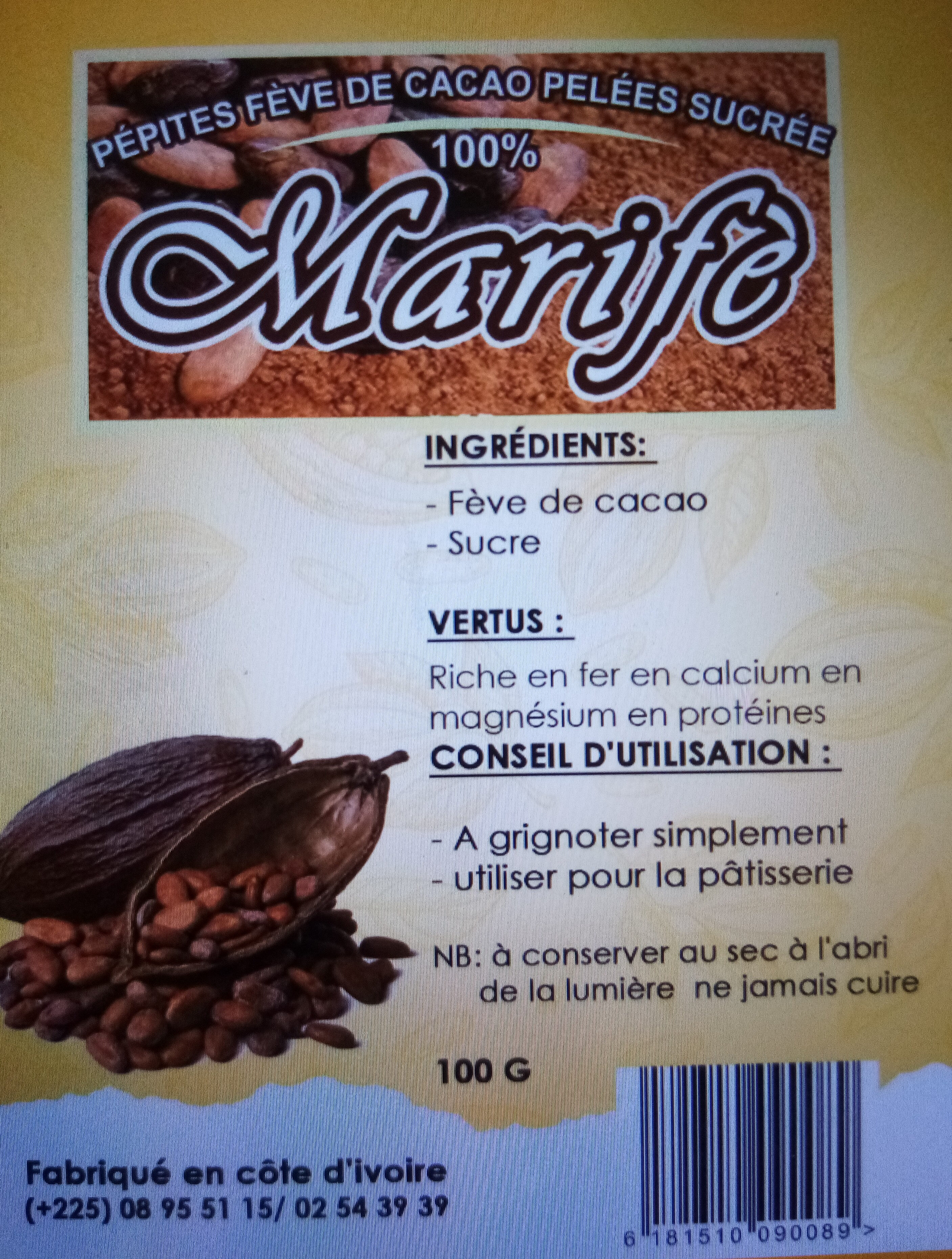 Marifè fève de cacao sucrée - Product - fr