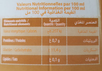 Boisson au jus PÊCHE - Nutrition facts - fr