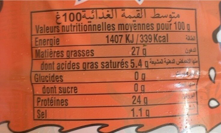 Thon entier - Nutrition facts - fr