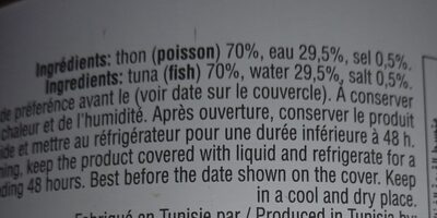 thon entier naturel - Ingredients - fr