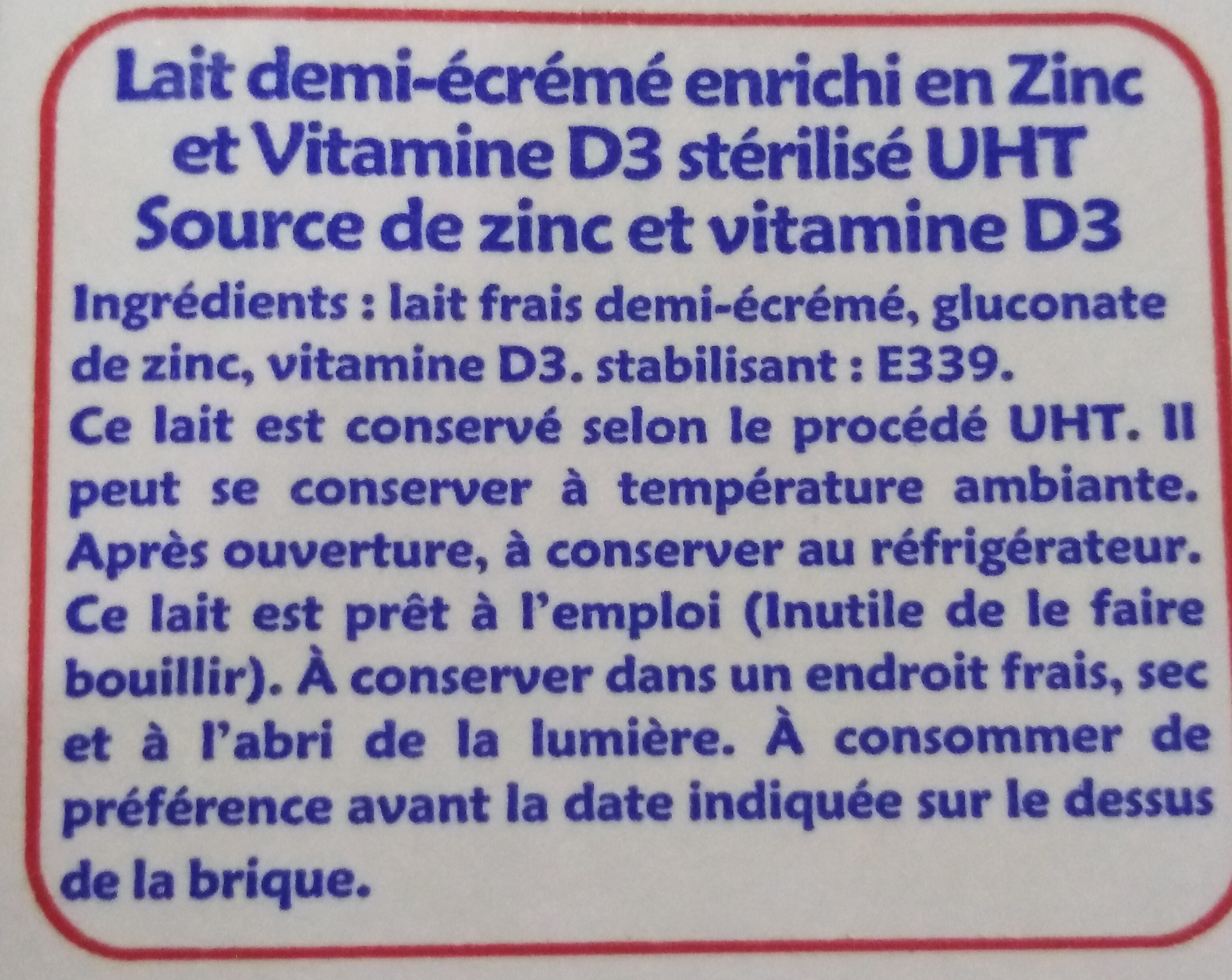 Délice plus zinc vitamine D3 - Ingredienser - fr