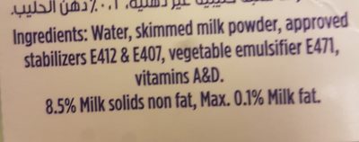 Lacnor Milk Liquid Skimmed - Ingredients - fr