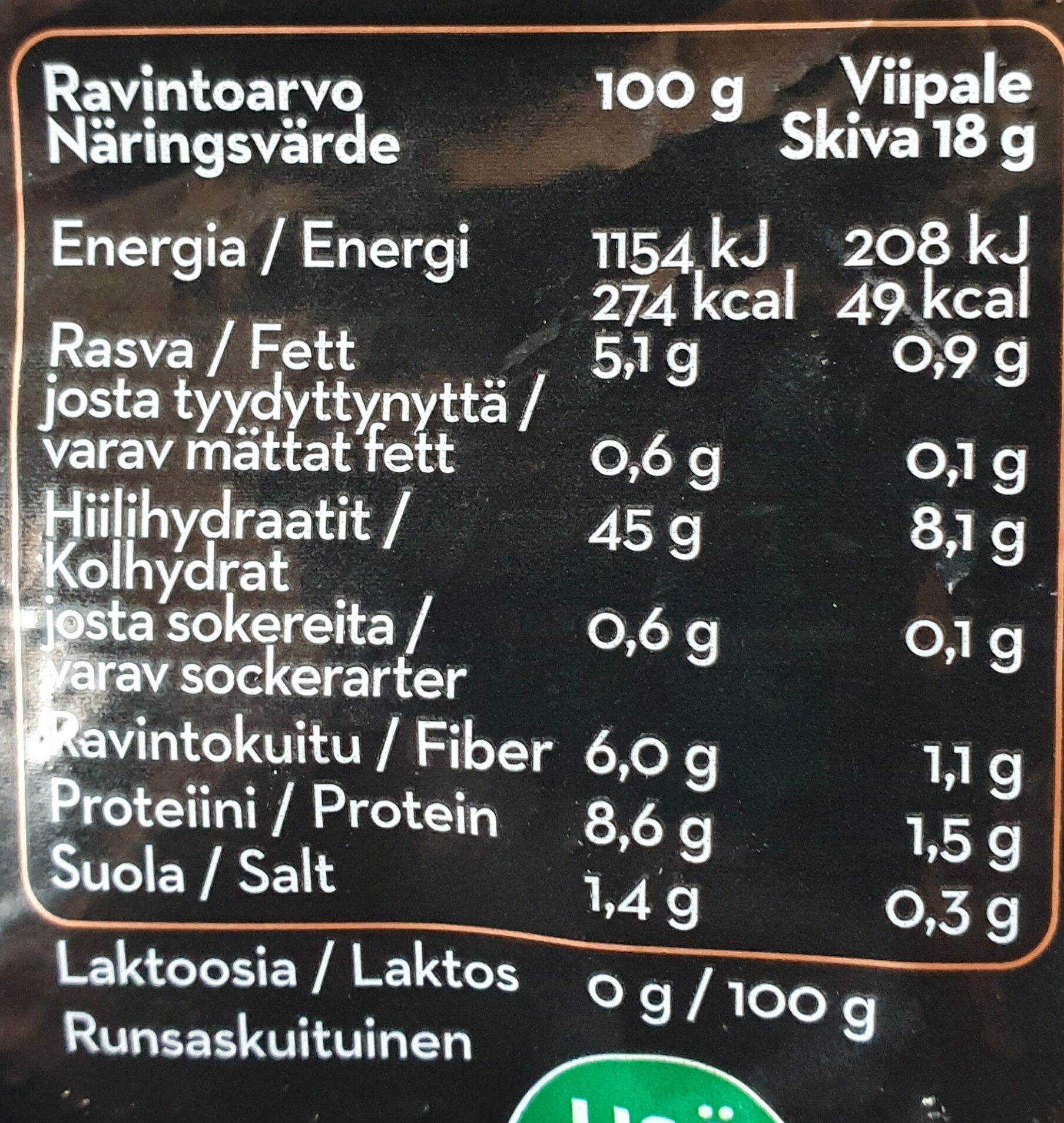 Ohut Kauraherkku - Nutrition facts - fi
