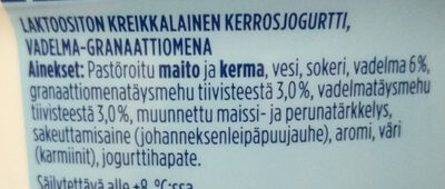 Kreikkalainen jogurtti vadelma-granaattiomena - Ainesosat