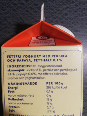 Yoghurt, persika och papaya - Ingredienser