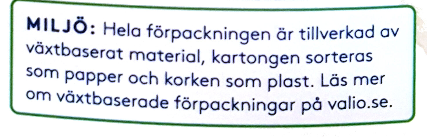 Valio Vanilj Original Slät - Instruction de recyclage et/ou informations d'emballage - sv