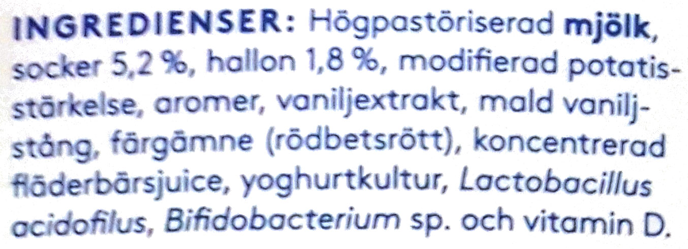 Vanilj Hallon Slät - Ingredienser