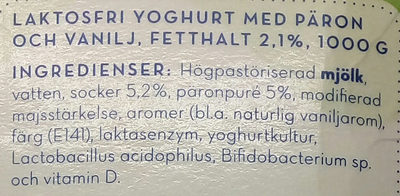 Valio Eila Slät yoghurt Päron & Vanilj - Ingredienser