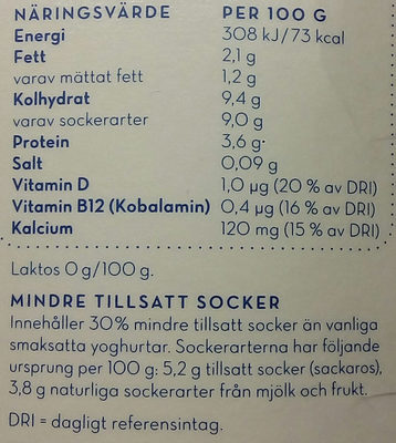 Valio Eila Slät yoghurt Päron & Vanilj - Tableau nutritionnel - sv