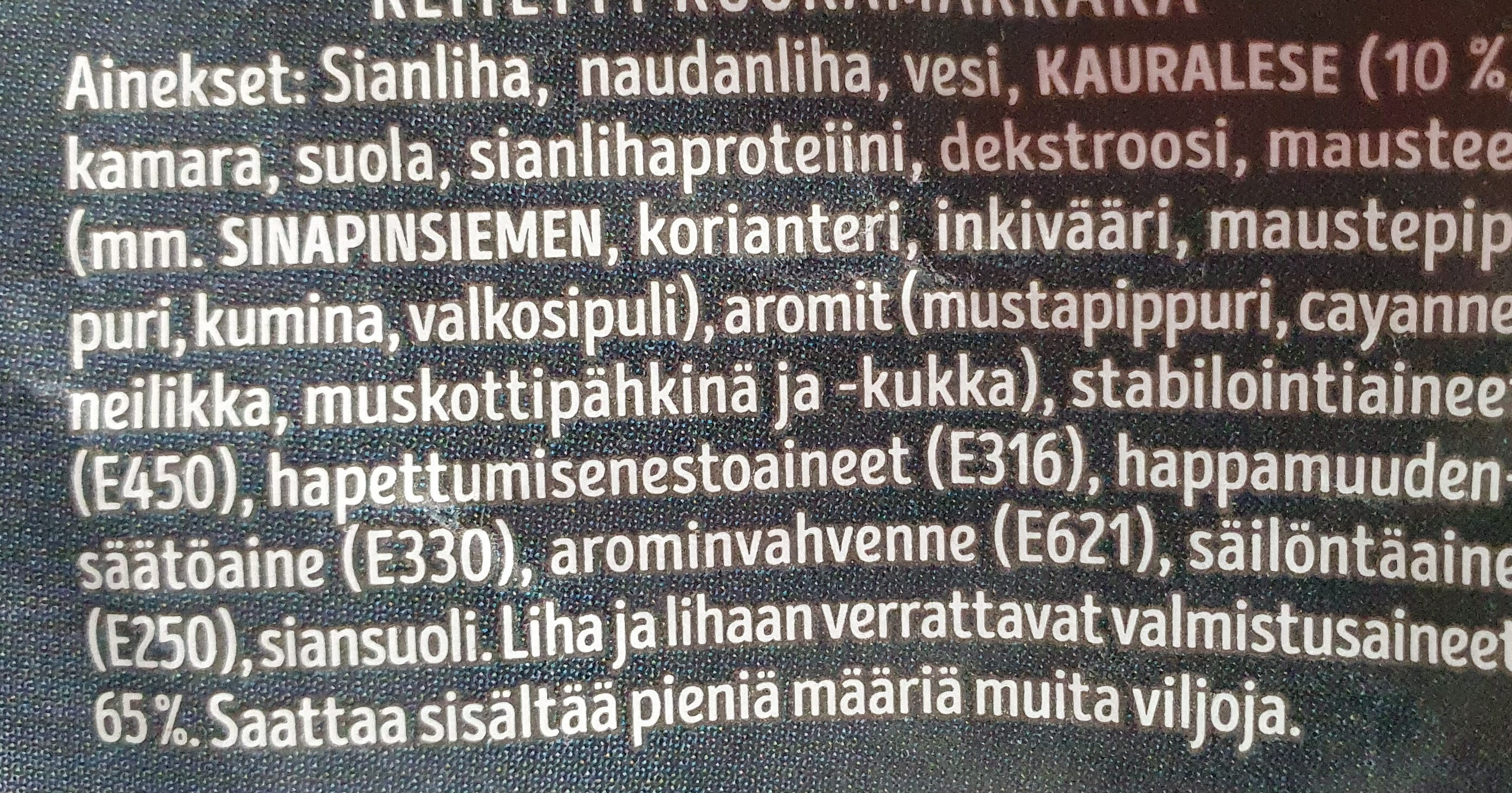 Kauralenkki - Ingredienser - fi