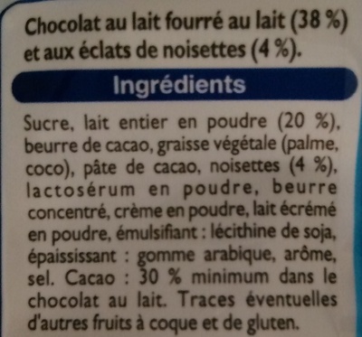 Mini Œufs - Chocolat au Lait fourré Lait et Noisettes - Ingredients - fr