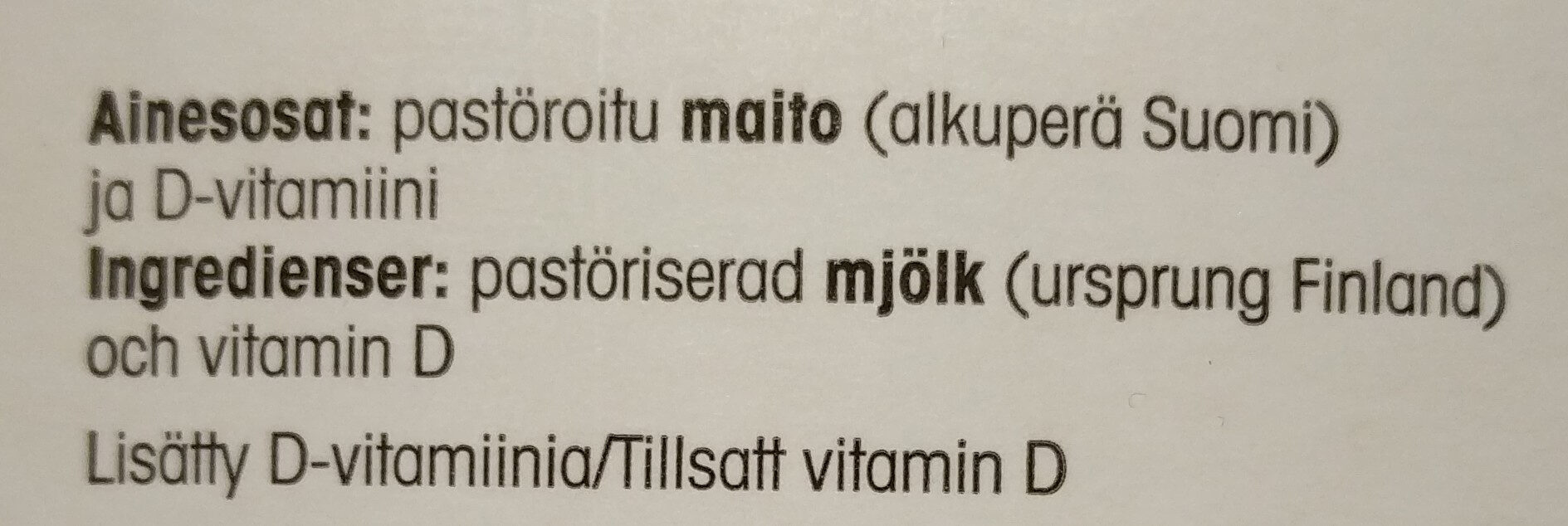 Suomalainen kevytmaito - Ingredients - fi