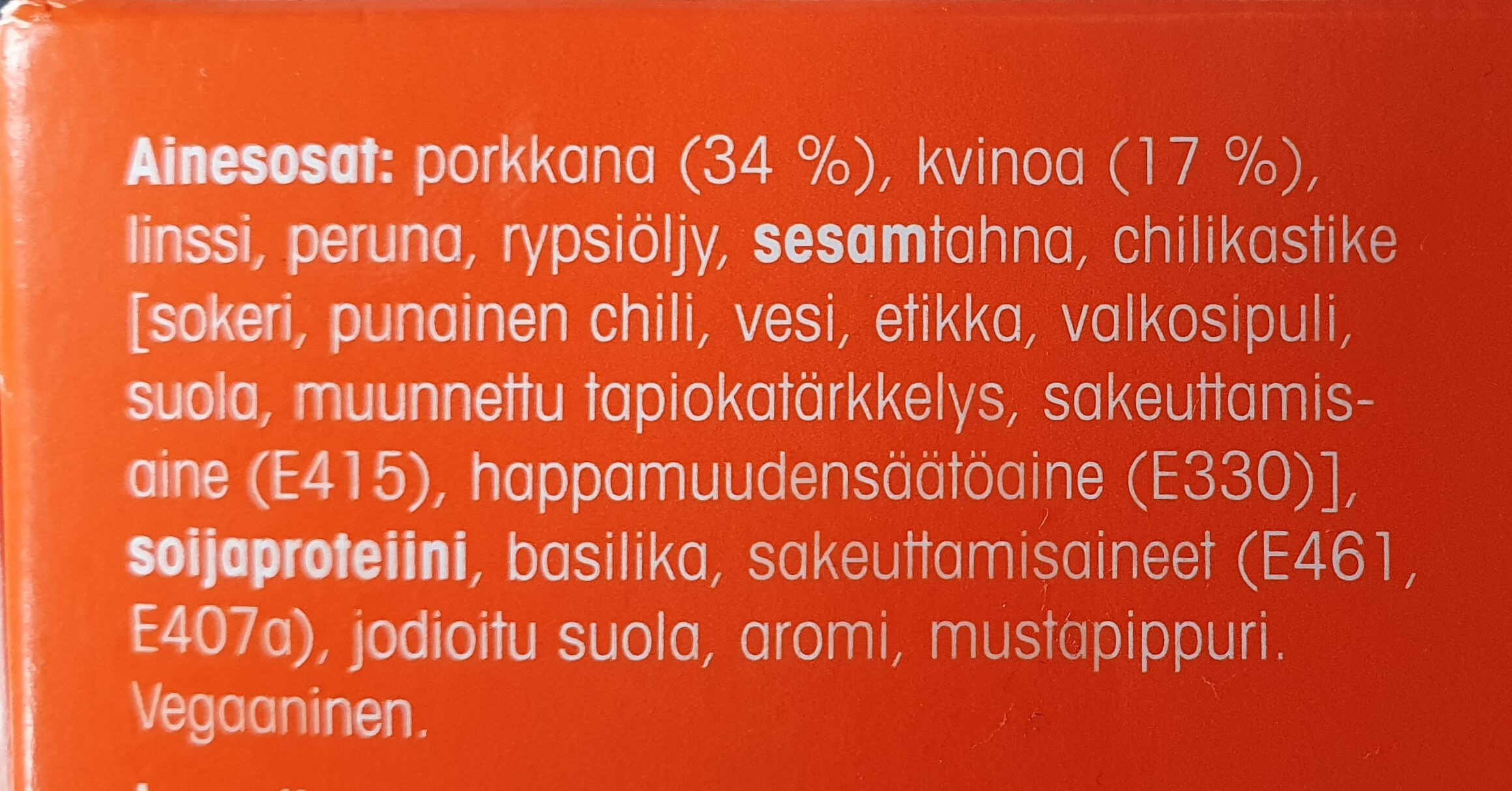 Porkkana-Kvinoapihvi - Ainesosat