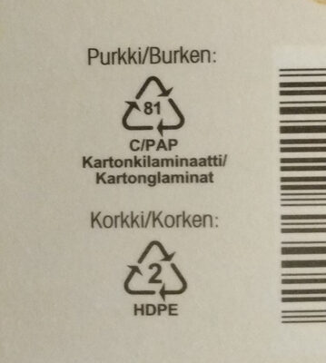 Kaurajuoma - Instruction de recyclage et/ou informations d'emballage - fi