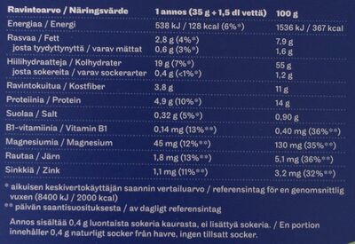 Annospikapuuro luomu kaura - Nutrition facts - fi