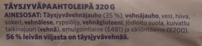 Paahto Täysjyvä & Lese - Ainesosat