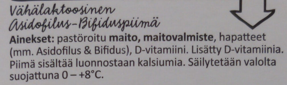AB-Piimää Suomesta - Ingredients - fi