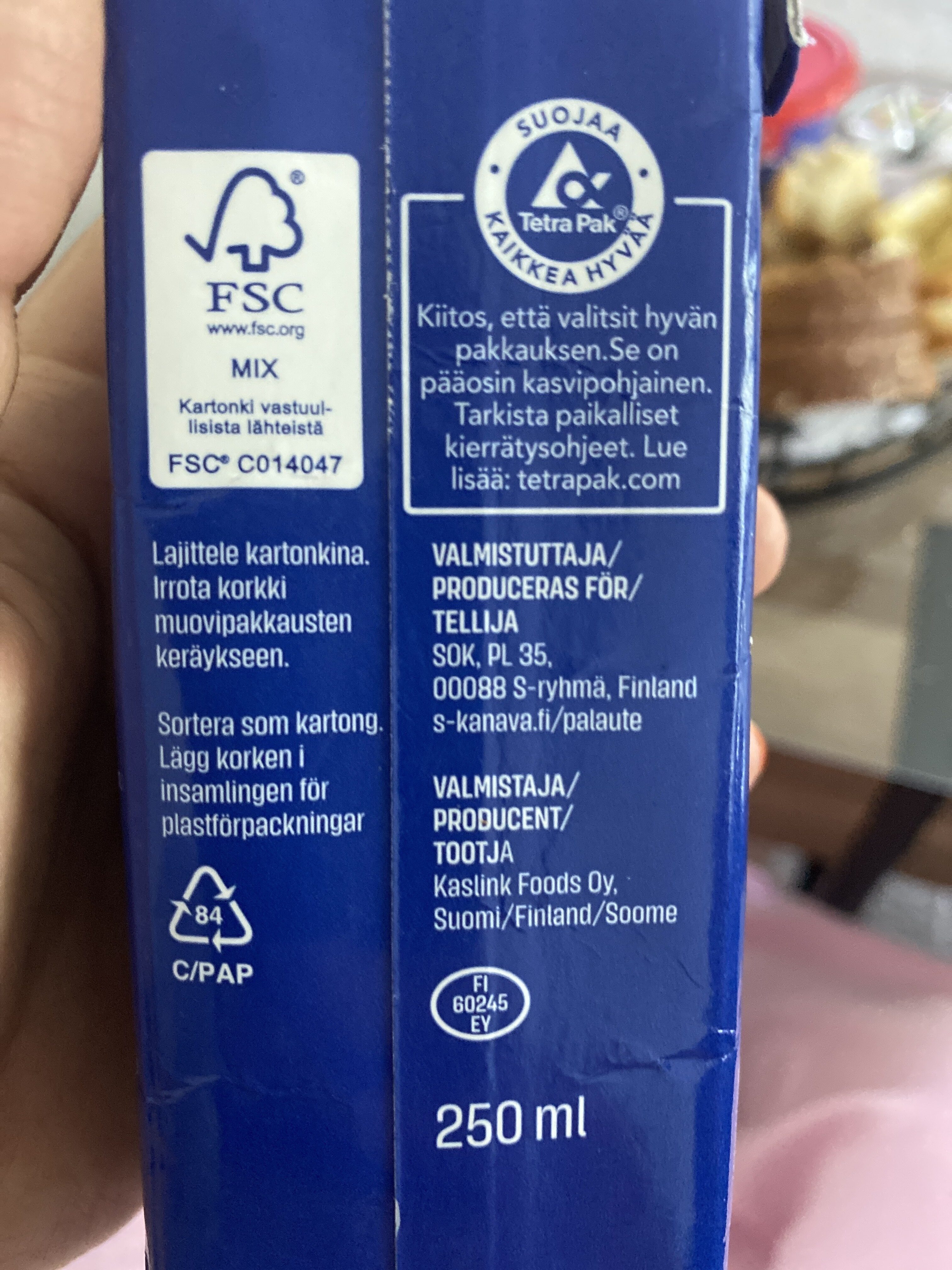 Vaahtoutuva vanilja kastike - Kierrätysohjeet ja/tai pakkaustiedot