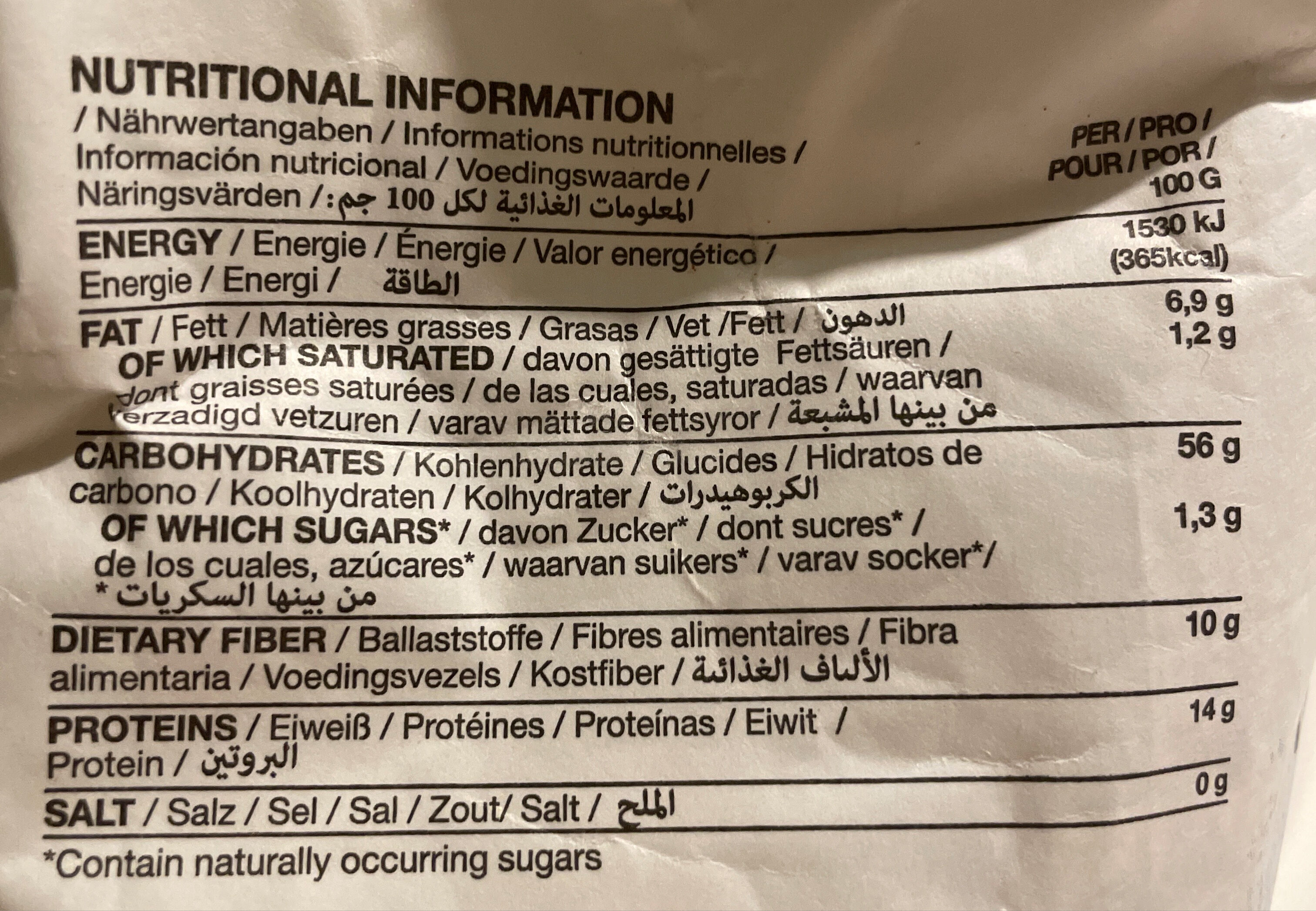 Rolled oats - Valori nutrizionali