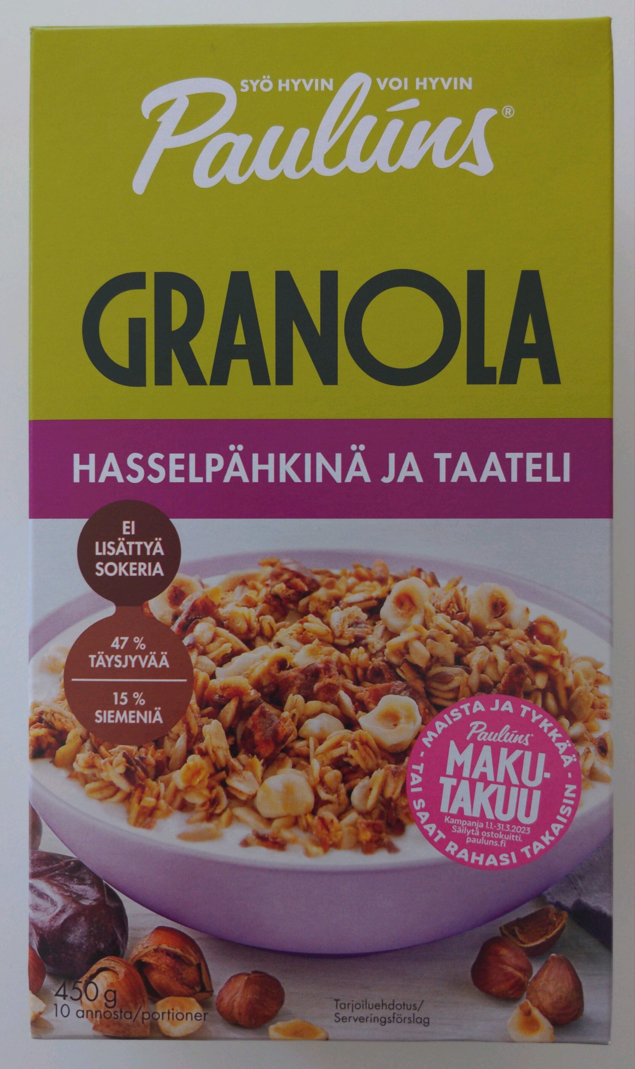 Granola hasselpähkinä ja taateli - Tuote